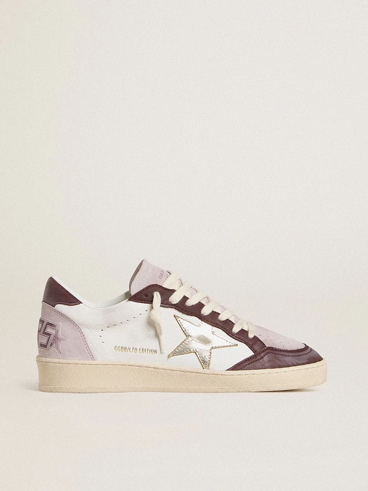 Women's Ball star LTD nappa with platinum foiled leather and burgundy nubuck heel tab