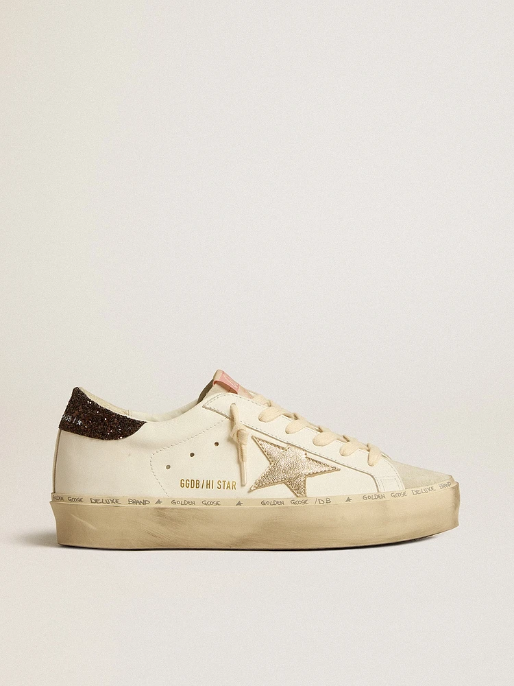 Hi star with platinum metallic leather and glitter heel tab