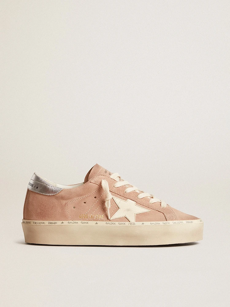 Women's Hi star pink suede with cream and silver leather heel tab