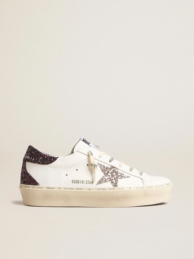 Women’s Hi Star with silver glitter star and ruby red glitter heel tab