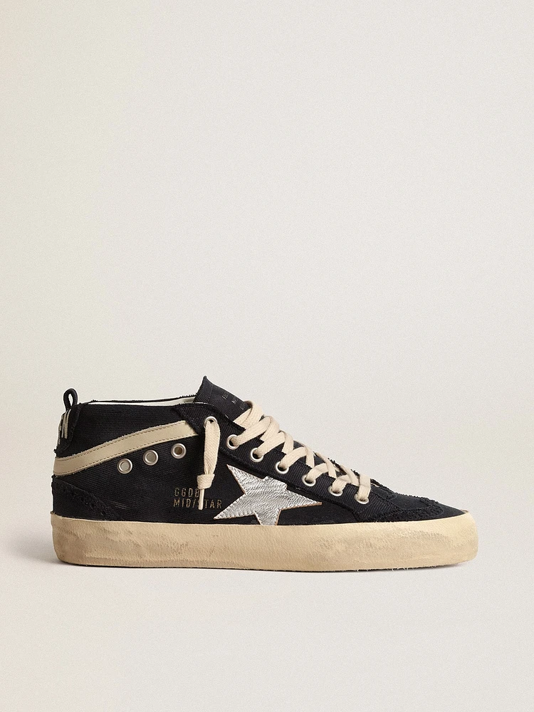 Mid star blue cotton with silver and leather flash