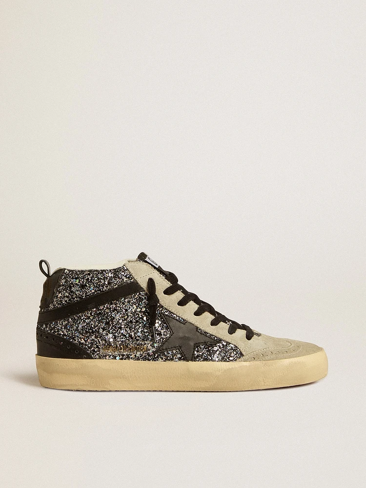 Mid star LTD black glitter with leather and flash