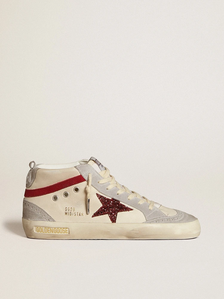 Women’s Mid star leather with glitter and red nubuck flash
