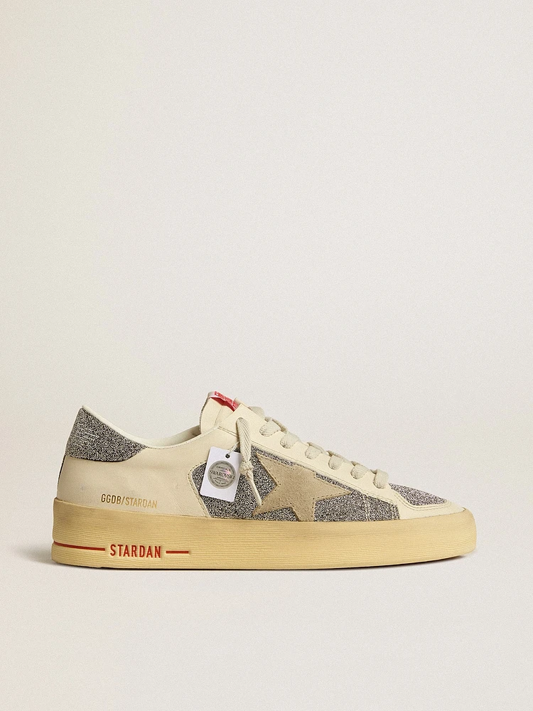 Women's Stardan suede with sand star and silver Swarovski crystal inserts