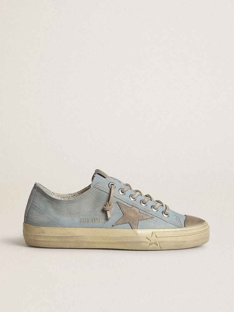 Women's V-Star light blue canvas with dove-gray leather star