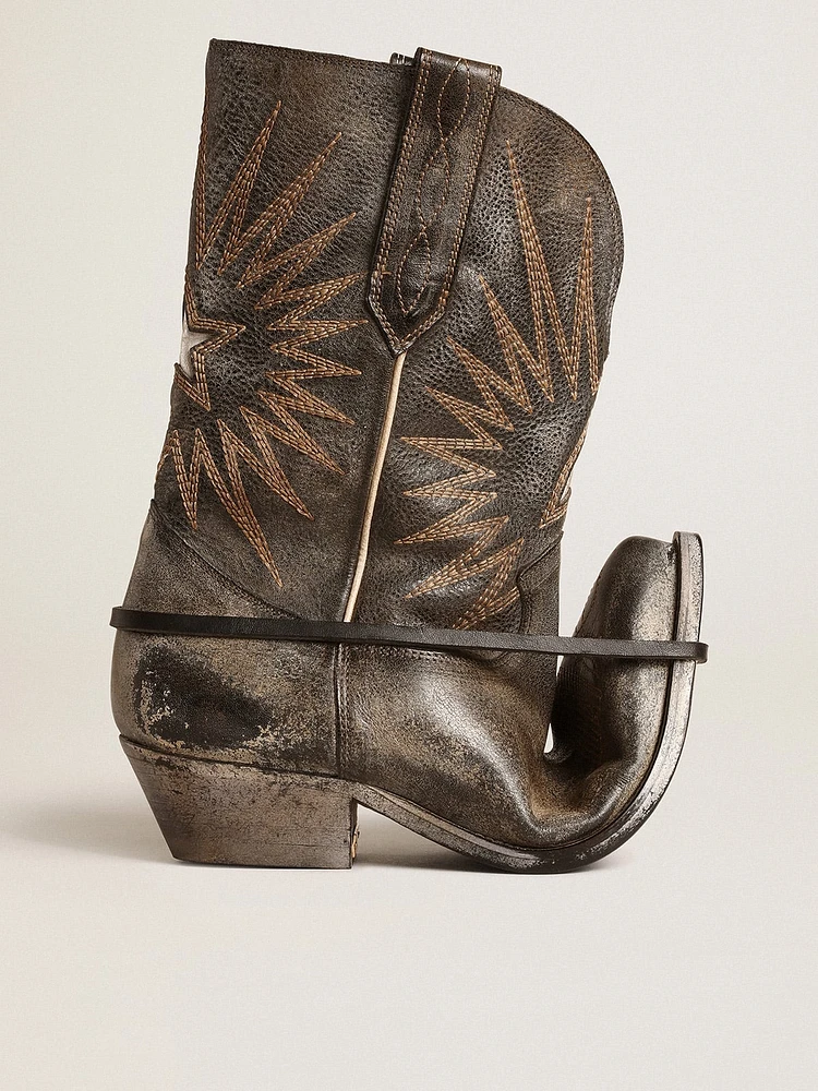 Women’s low Wish star boots black leather with silver