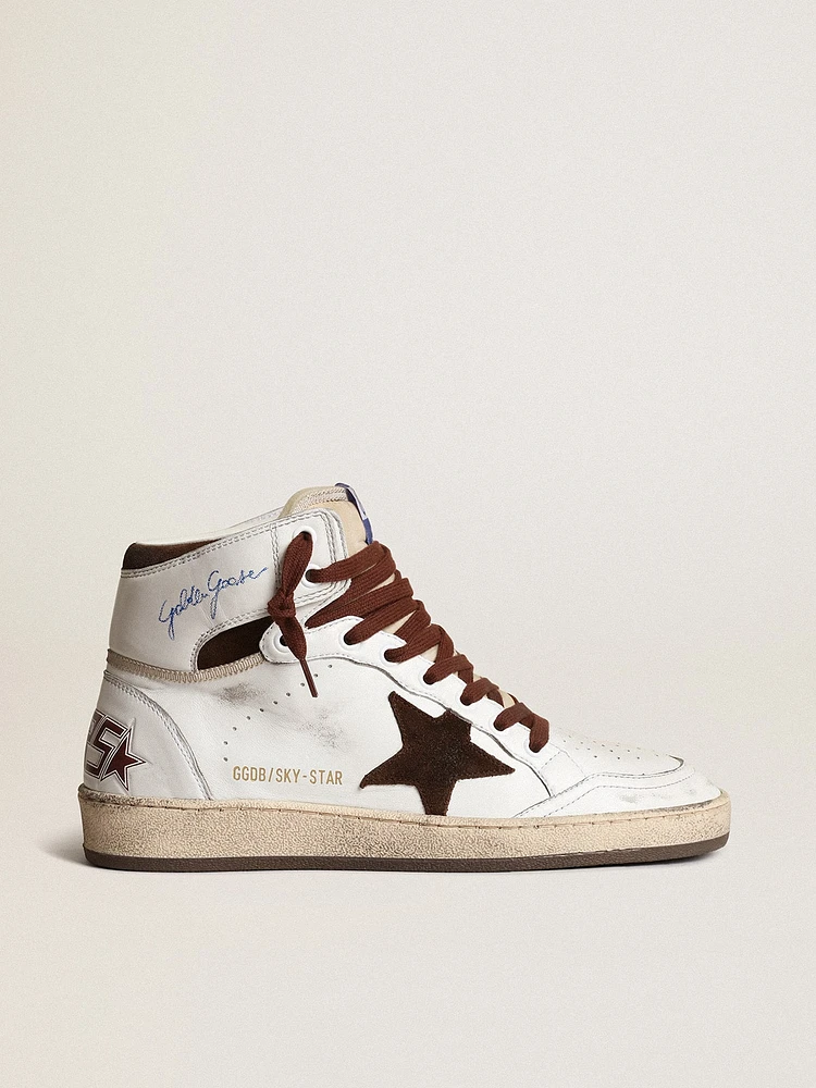 Women’s Sky-Star white nappa leather with chocolate suede star