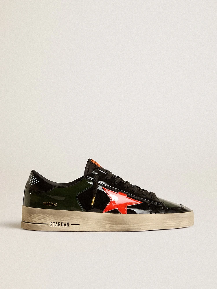 Women's Stardan LAB black and green patent leather with orange star