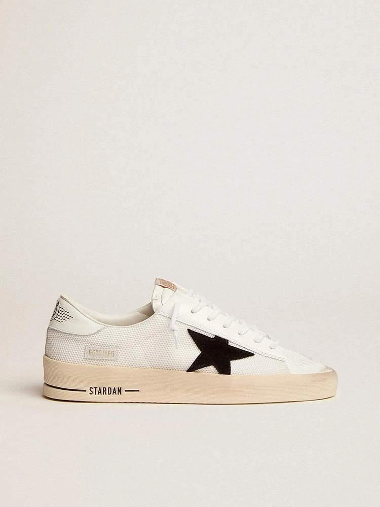 Stardan with white leather and mesh inserts black suede star