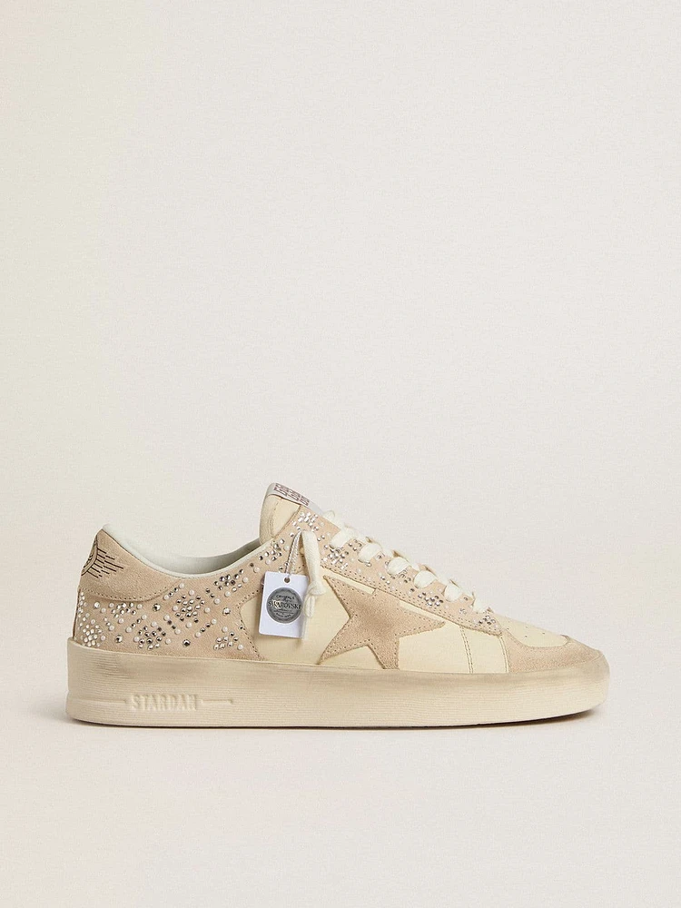 Stardan cream-colored suede and leather with Swarovski a star