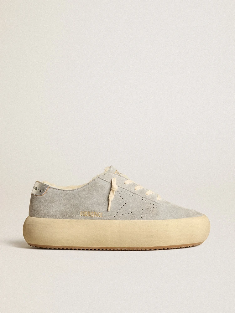 Women’s Space-Star shoes ice-gray suede with shearling lining
