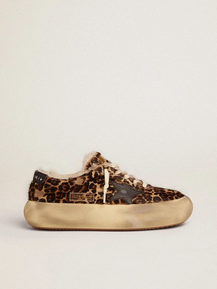 Space-Star shoes animal-print pony skin with shearling lining