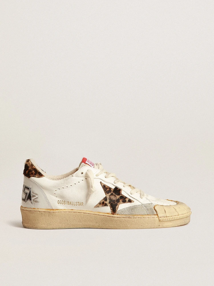 Ball star nappa with leopard-print pony skin and heel tab