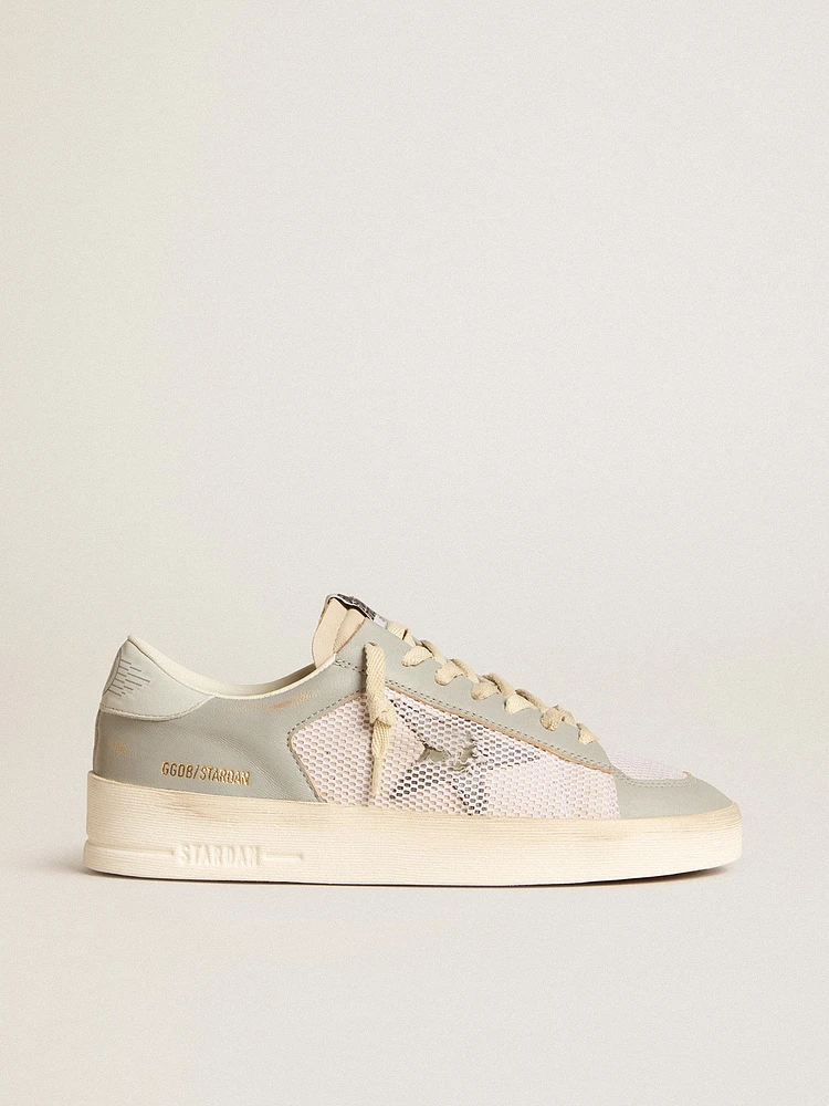 Stardan gray nappa leather and white mesh with star