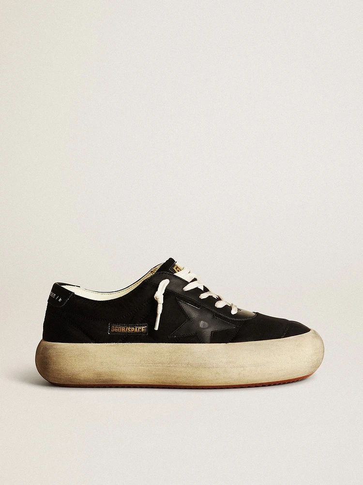 Space-Star shoes black nylon with leather star and heel tab