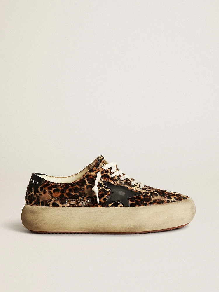 Women's Space-Star leopard print pony skin with black star
