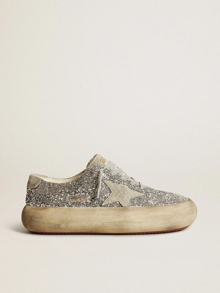 Women's Space-Star silver glitter with ice-gray star