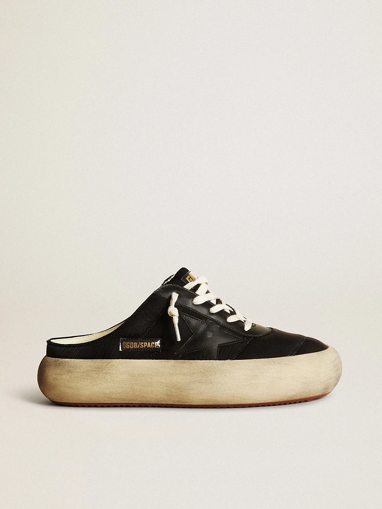 Women's Space-Star Sabots black nylon with leather star
