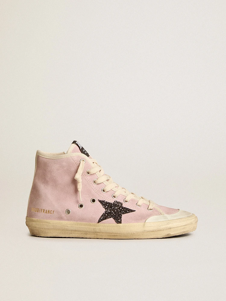 Women's Francy Penstar pink suede with gray glitter star