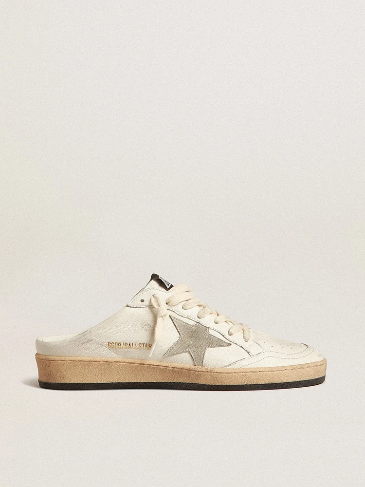 Ball Star Sabots in nappa leather with ice-gray suede star