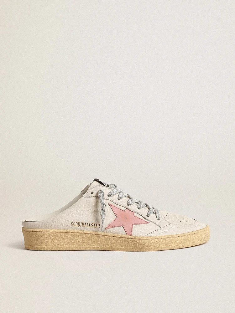 Ball star Sabots white nappa with an old-rose leather
