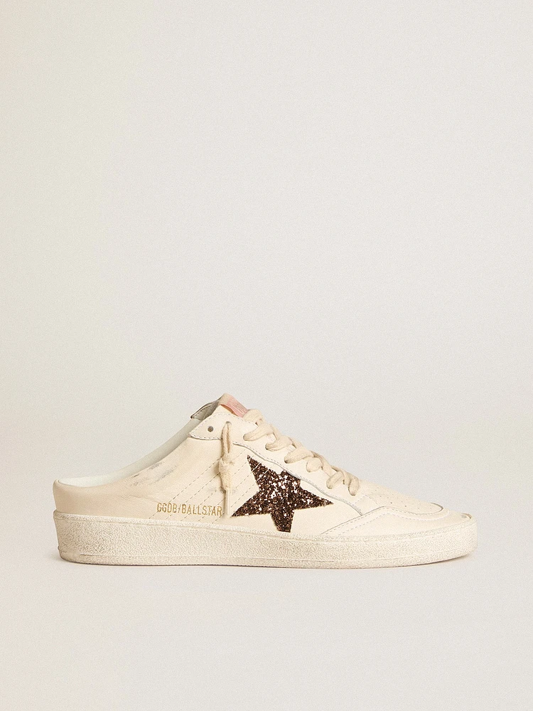 Ball Star Sabots in ivory nappa with bronze glitter star