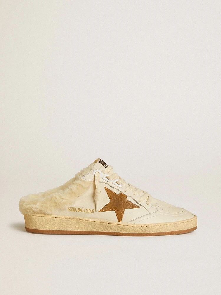Ball star Sabots leather with suede and beige shearling lining