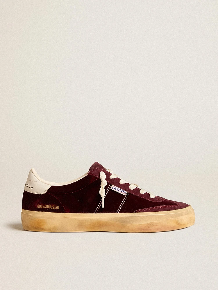 Soul Star velvet with white leather heel tab