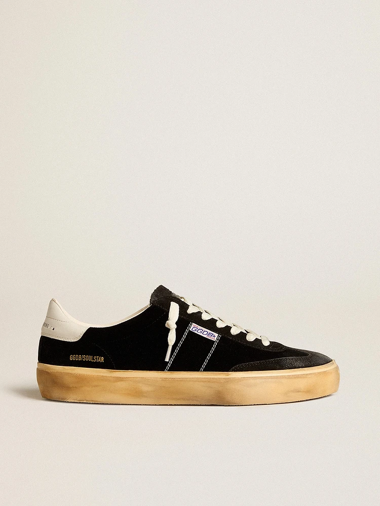 Soul Star black velvet with white leather heel tab
