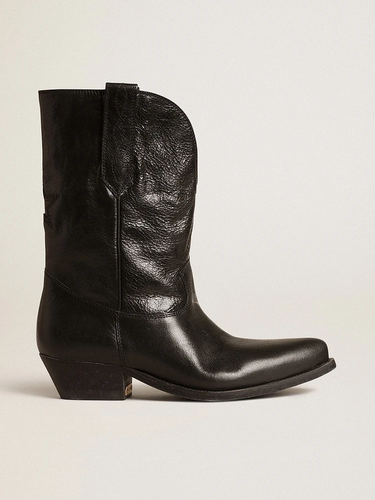 Low Wish star boots black leather with