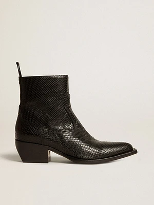Low Debbie boots black snake-print leather
