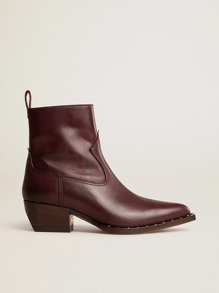 Womens's low Debbie boots burgundy leather