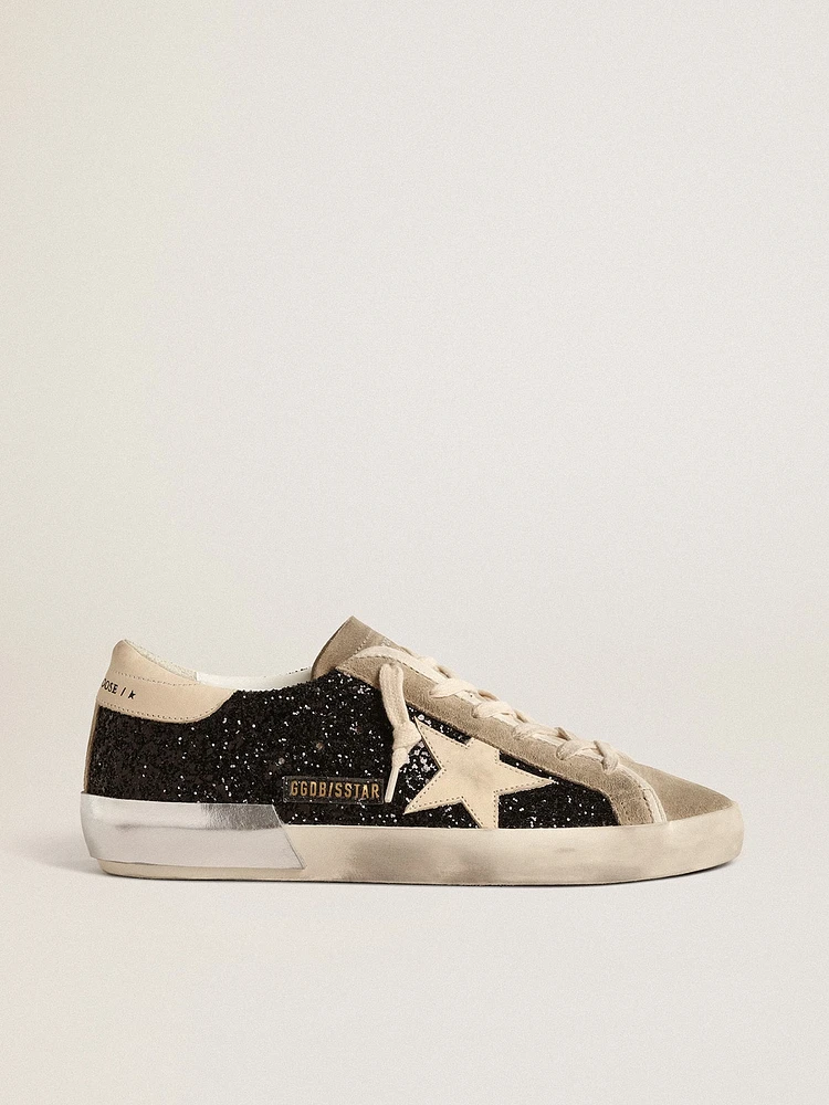Super-Star black glitter with cream star and suede inserts