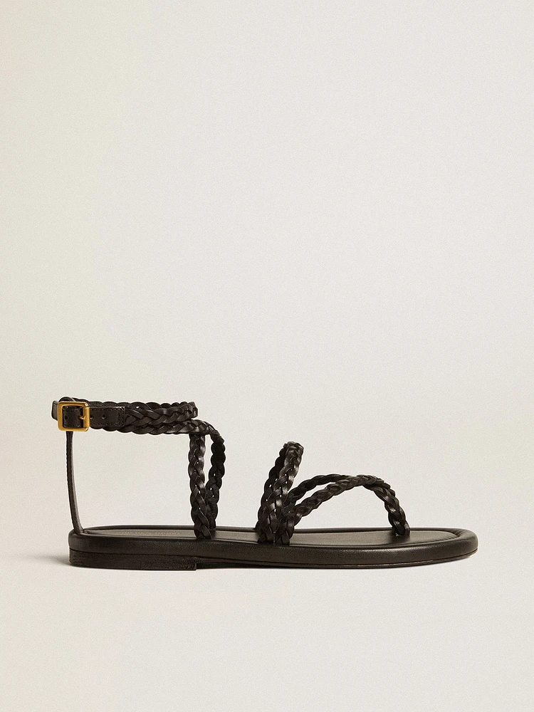 Women's Penelope flat sandals black leather