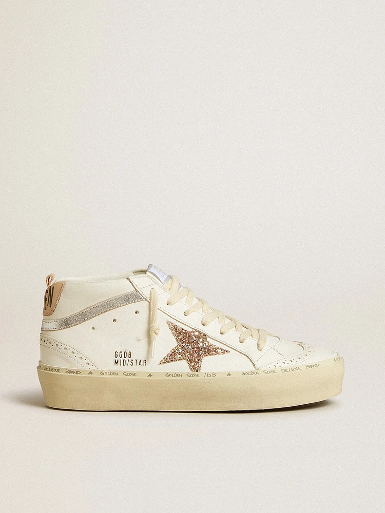 Mid Star with glitter star and metallic silver leather flash