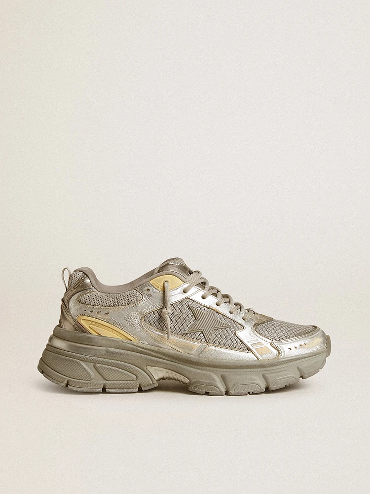 Women’s Lightstar metallic leather and silver mesh with gray star