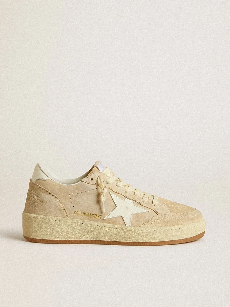 Women's Ball star beige suede with white leather and heel tab