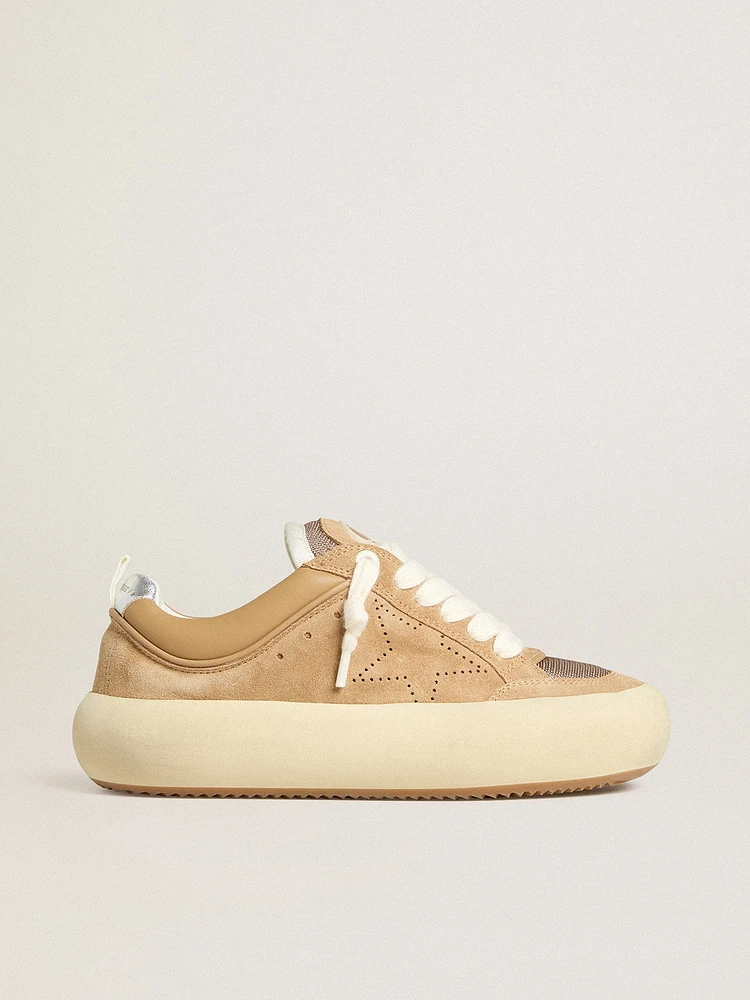 Women's Space-Star Cube tobacco suede with perforated star