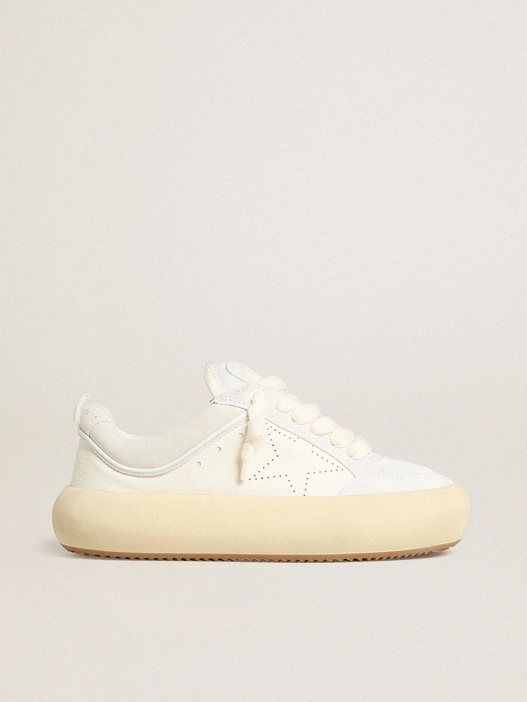 Women's Space-Star Cube white leather with perforated star