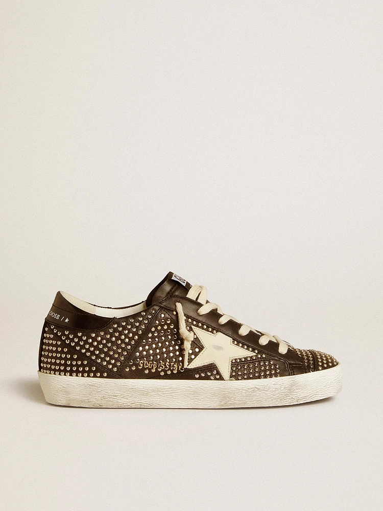 Women’s Super-Star studded black nappa with white leather star