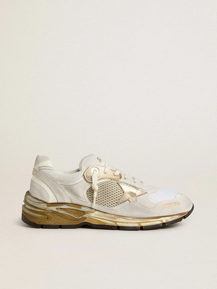 Women's Dad-Star mesh and white suede with gold foiled star