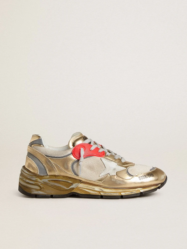Women's Dad-Star mesh and gold foiled leather with white star