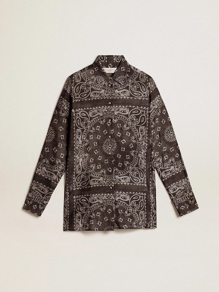 Pajama shirt anthracite gray with paisley print