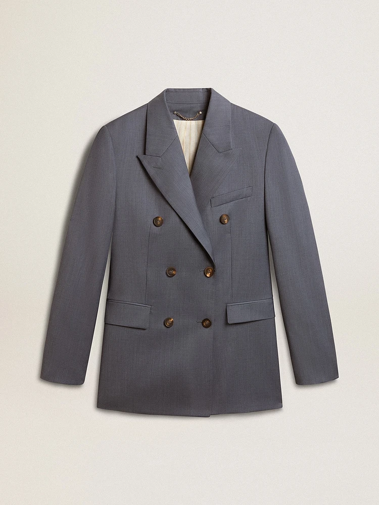 Women's double-breasted blazer baby blue