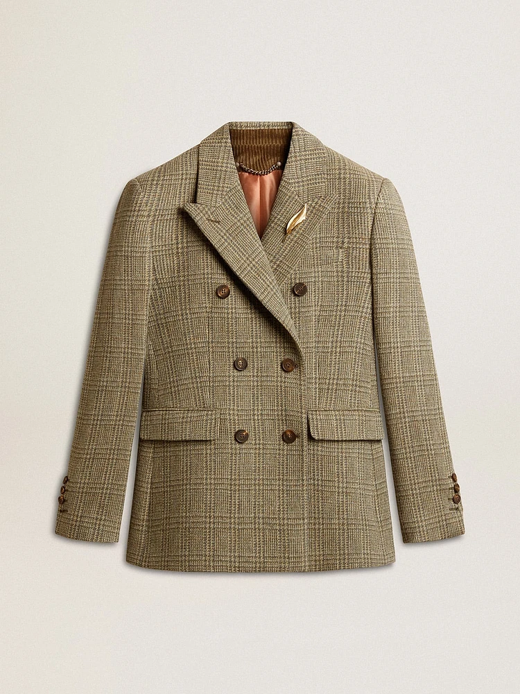 Women's double-breasted blazer Shetland wool