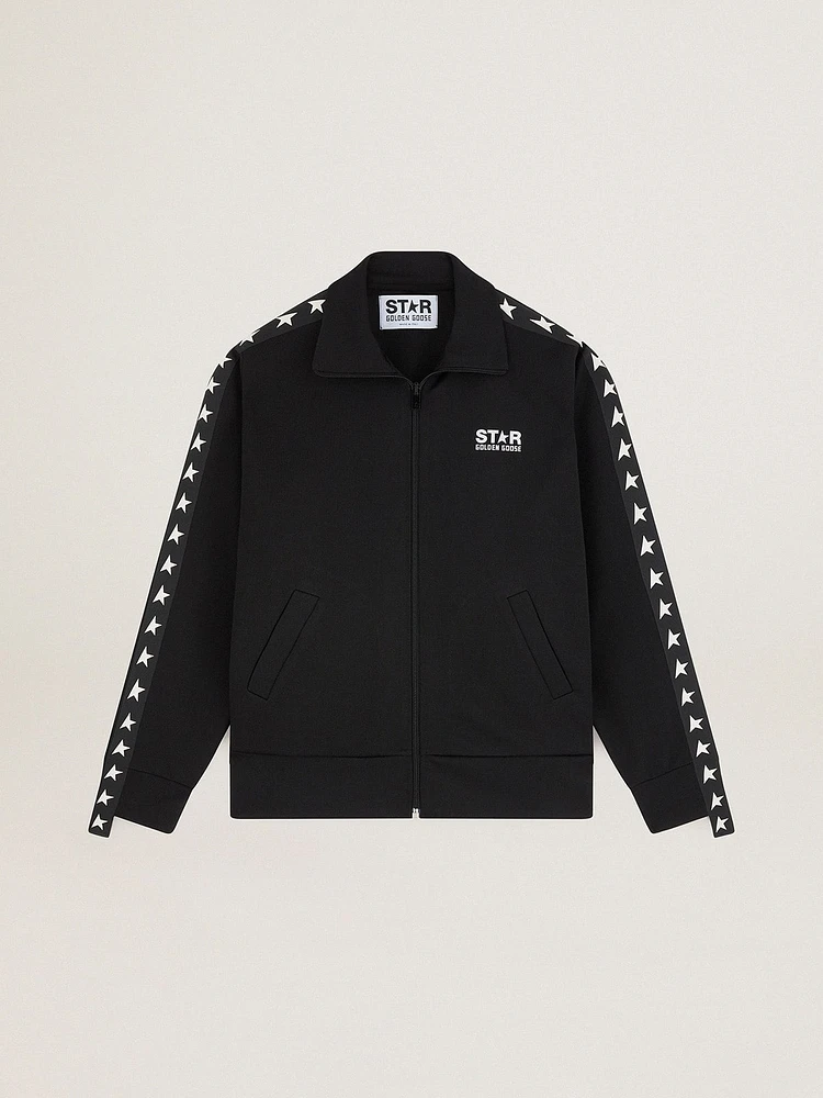 Women’s black zipped sweatshirt with white stars