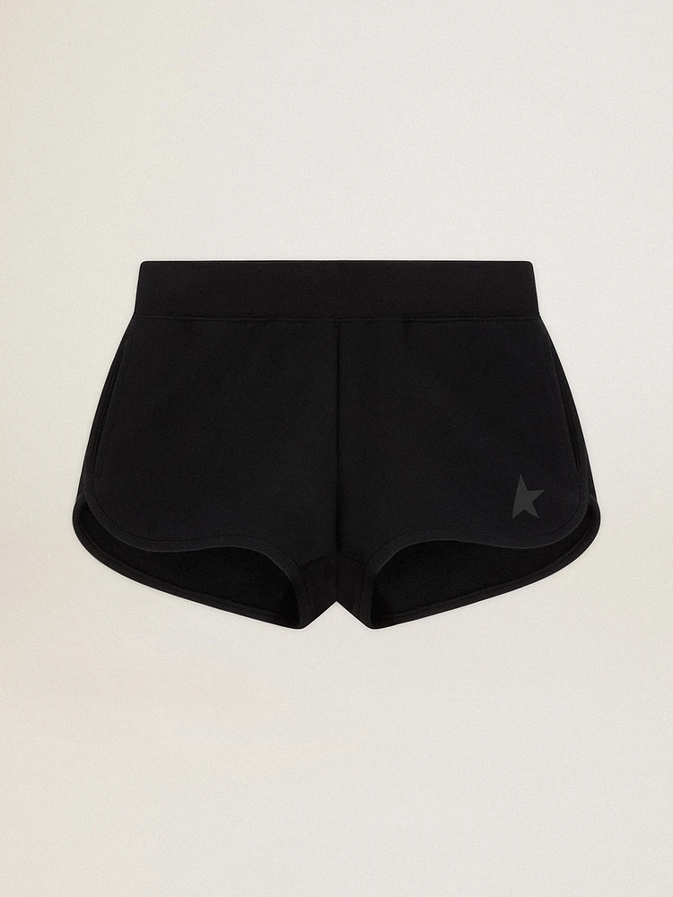 Women's black shorts with tone-on-tone star