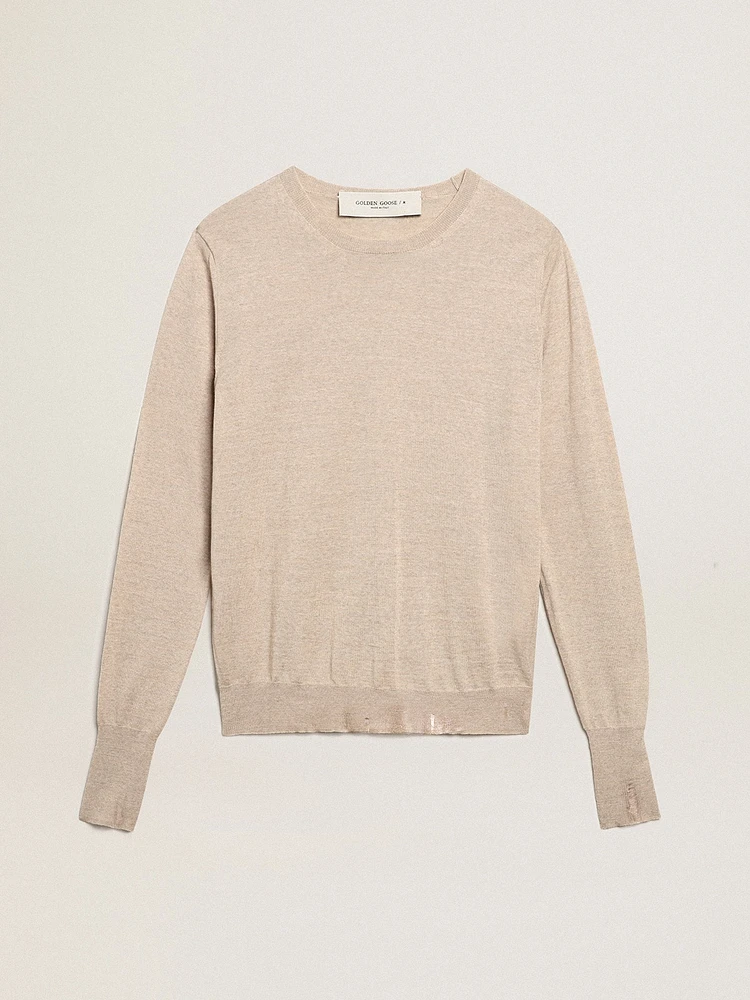 Women's sweater light brown merino wool