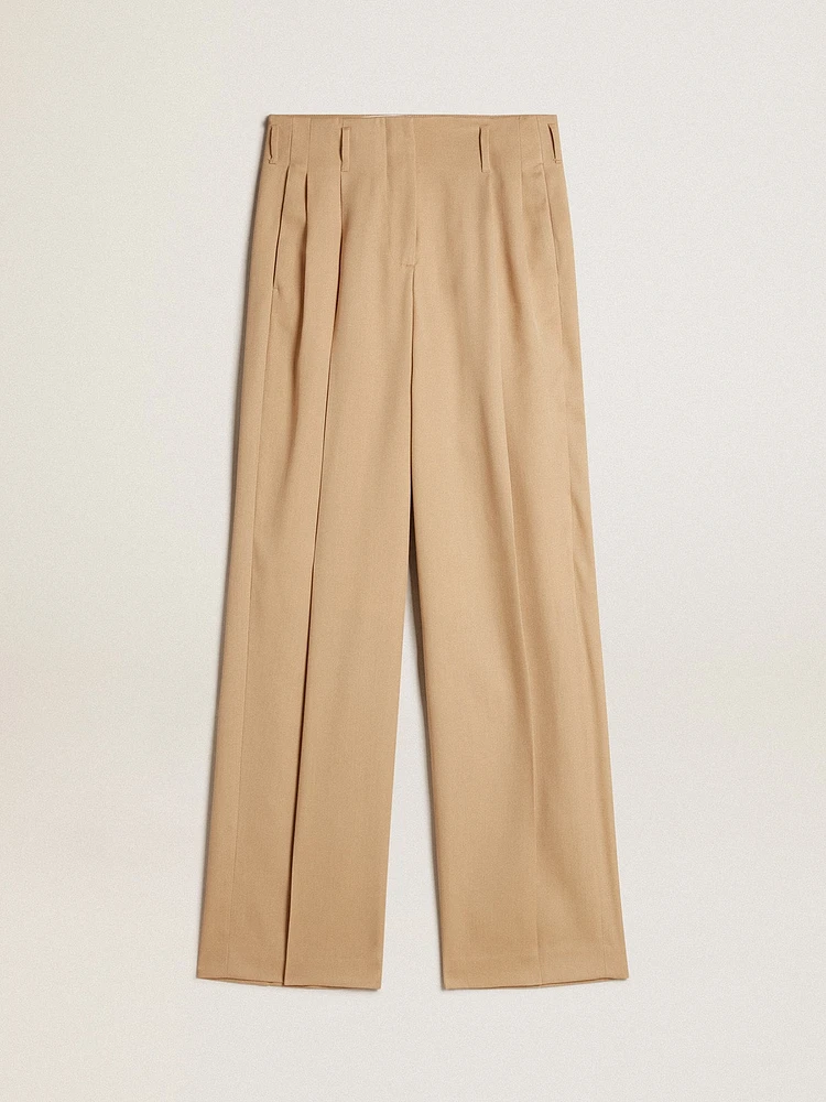 Women’s wool gabardine pants sand