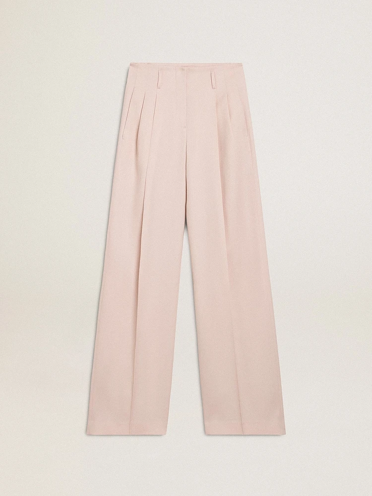 Women's pants pink tailored wool fabric